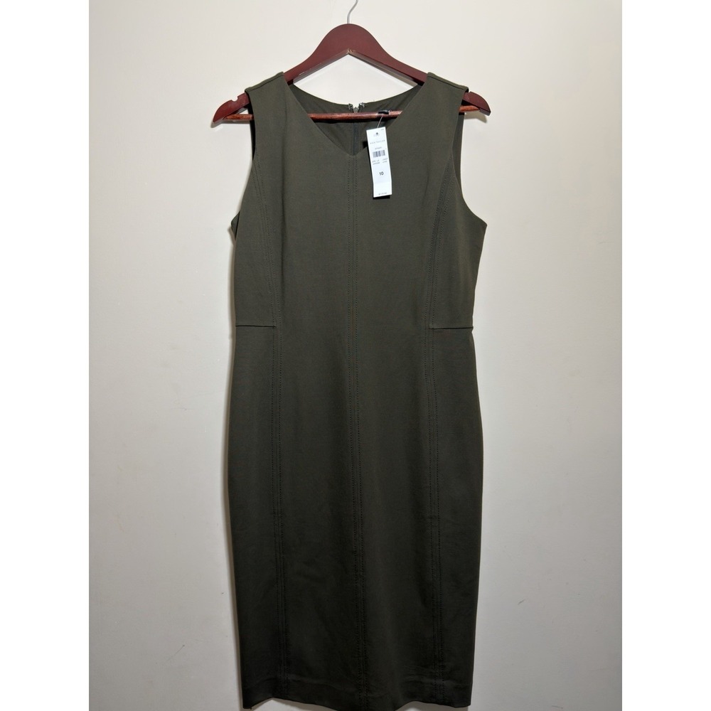Ann Taylor olive green v-neck ponte seamed dress in size 10